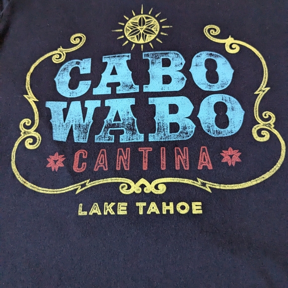 Next Level Apparel Black Tee with Blue and Yellow Print - Picture 2 of 5